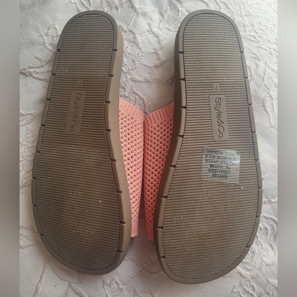 Style & Co. Light Orange Knit Slide Sandals - Picture 3 of 7